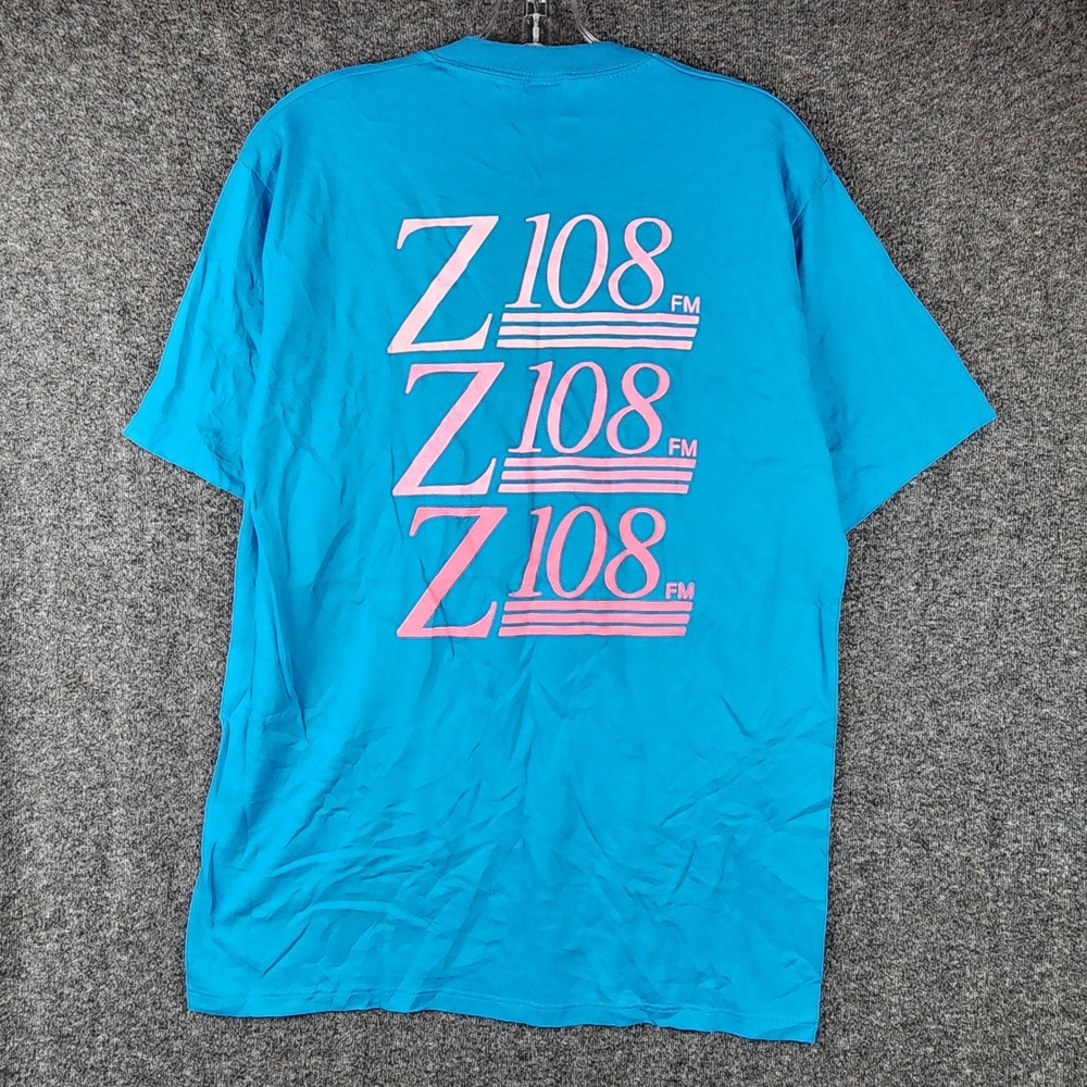 Jerzees T Shirt Mens L Vintage Z 108 Fm Radio Blue Single Stitch Jerzees Euc View 2